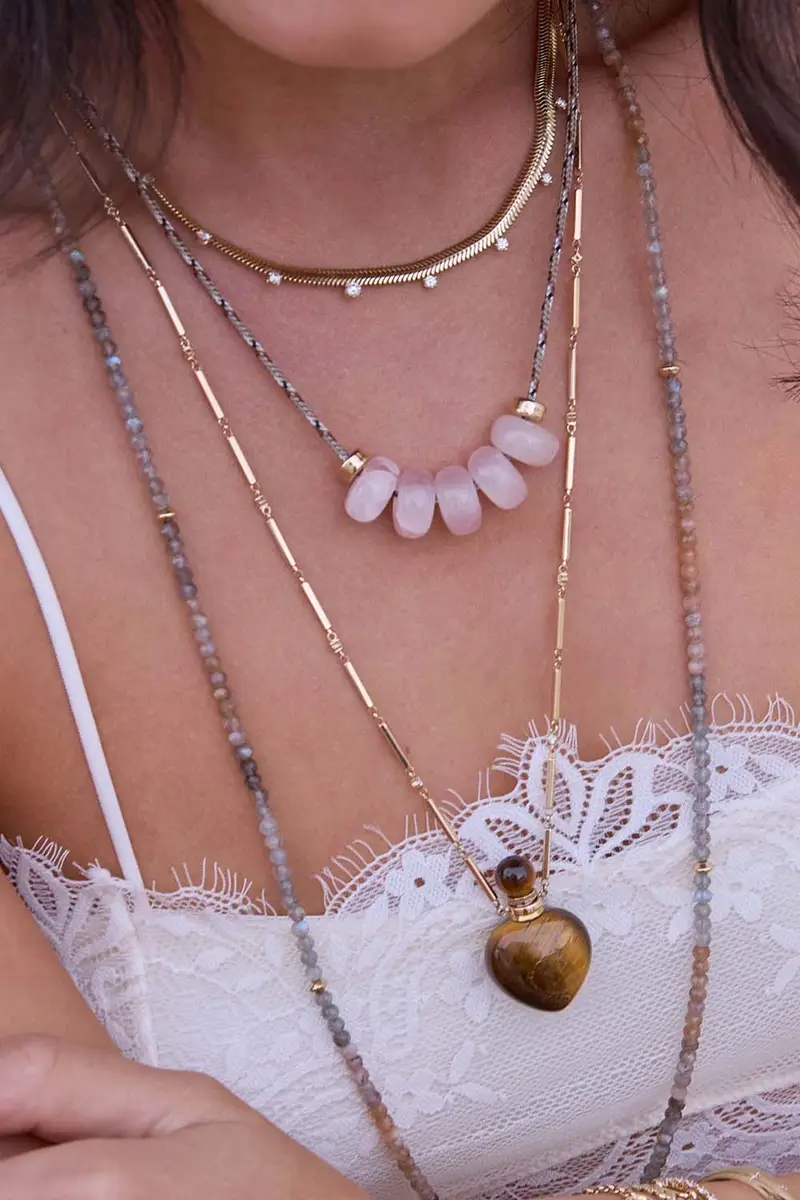 Zoë Chicco Rose Quartz Beaded Desert Camo Cord Necklace | Thumbnail 2 Zoë Chicco Rose Quartz Beaded Desert Camo Cord Necklace | Thumbnail 2