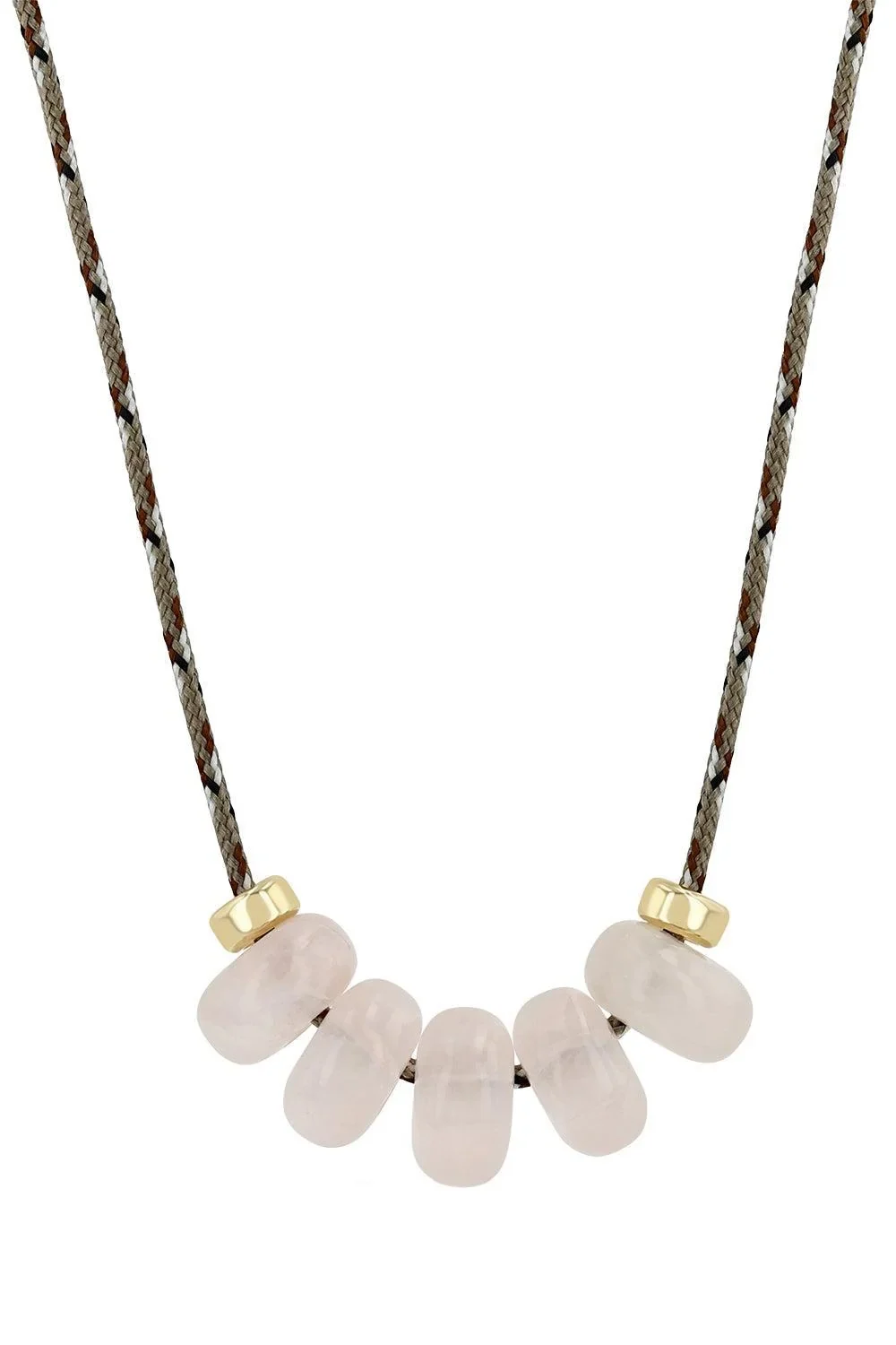 Zoë Chicco Rose Quartz Beaded Desert Camo Cord Necklace