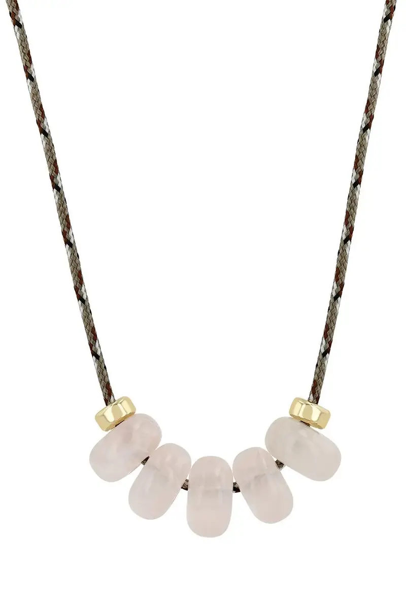 Zoë Chicco Rose Quartz Beaded Desert Camo Cord Necklace
