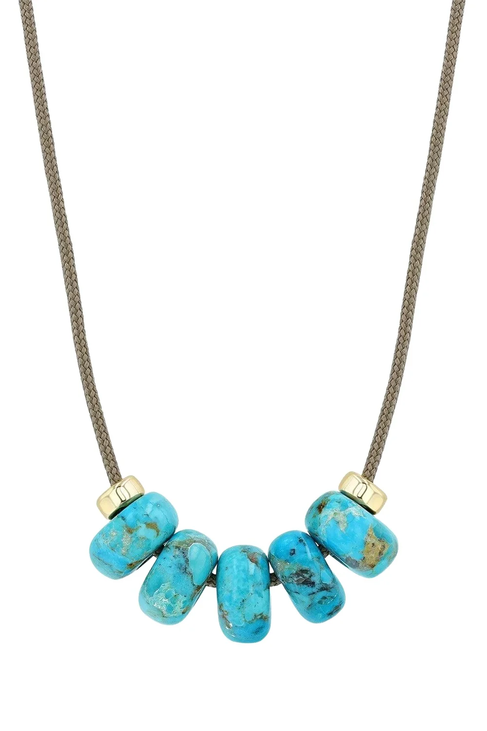 Zoë Chicco Turquoise Beaded Tan Cord Necklace