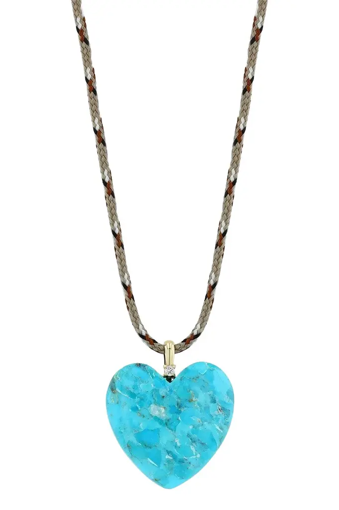 Turquoise Diamond Heart Pendant Necklace Turquoise Diamond Heart Pendant Necklace