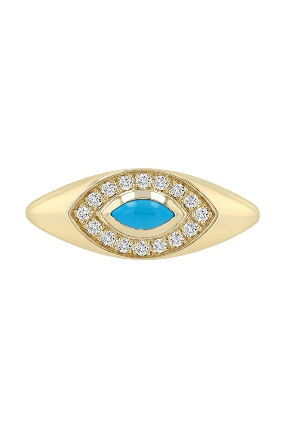 Zoë Chicco Turquoise Diamond Marquise Signet Ring