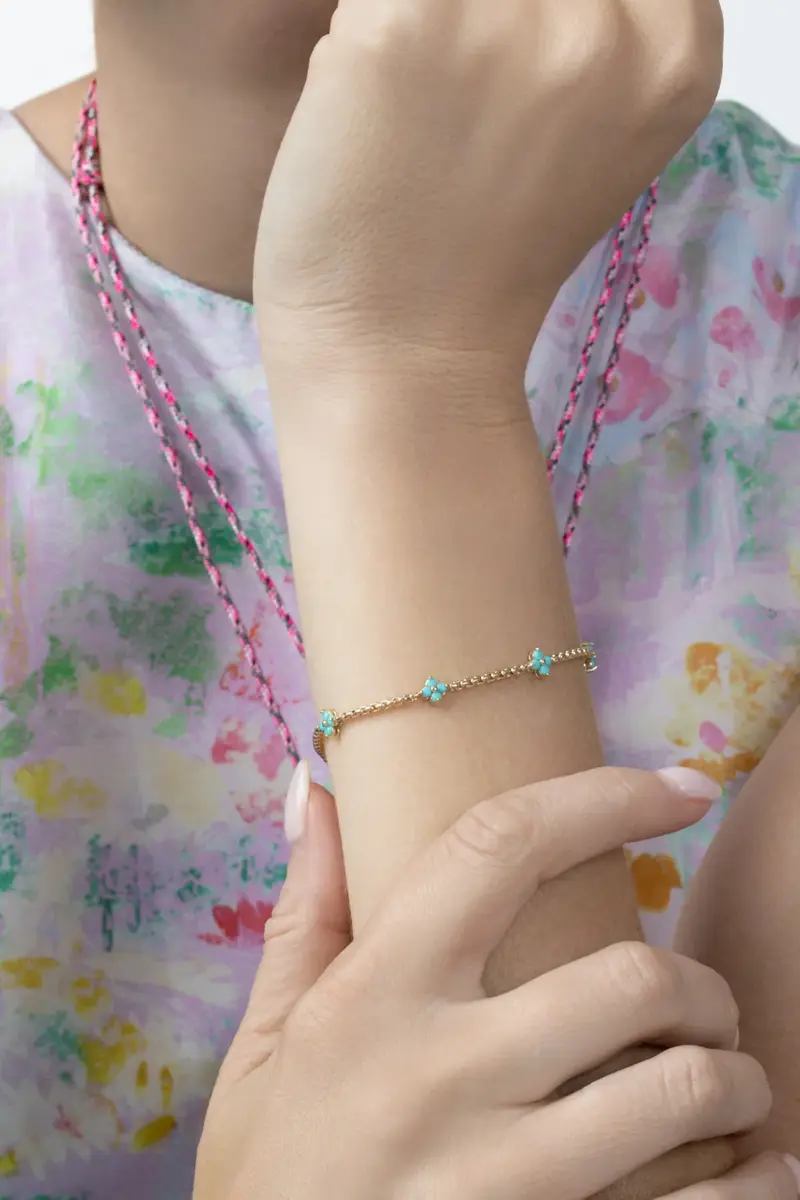 Zoë Chicco Turquoise Five Station Box Chain Bracelet | Thumbnail 3 Zoë Chicco Turquoise Five Station Box Chain Bracelet | Thumbnail 3