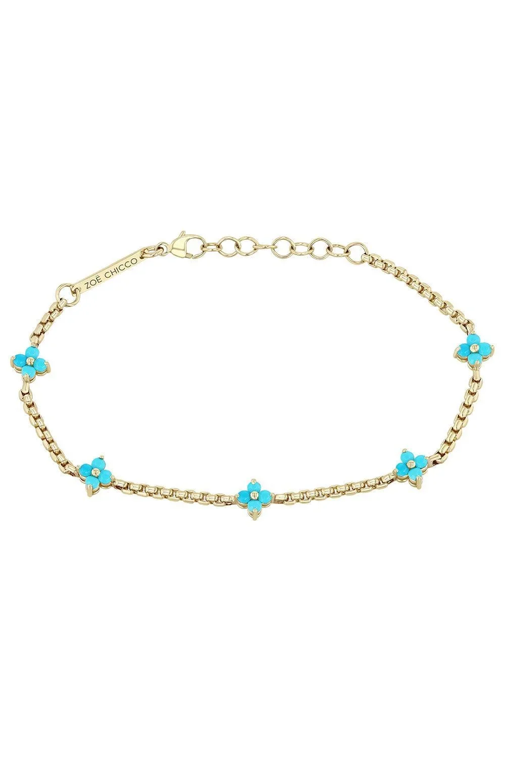Zoë Chicco Turquoise Five Station Box Chain Bracelet
