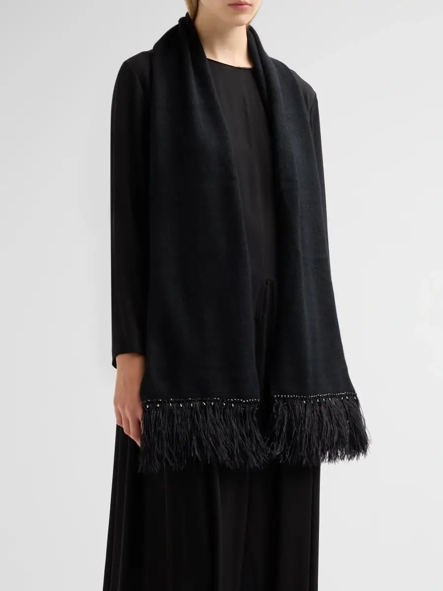 Carolyn Rowan Collection Women's Feather-Trim Cashmere Scarf | Thumbnail 3