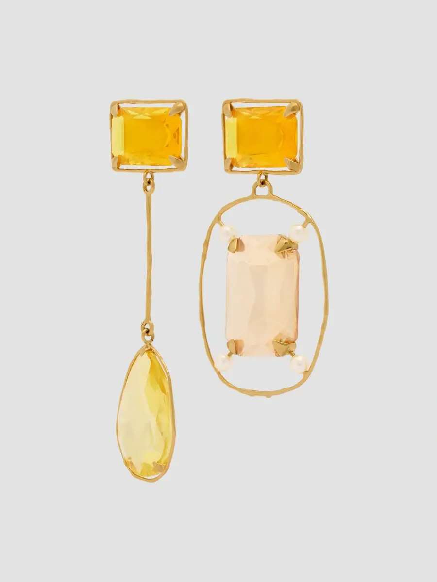 Givenchy Women's Rainbow Drop Asymmetric Earrings in Metal and Crystals - Yellow | Thumbnail 2 Givenchy Women's Rainbow Drop Asymmetric Earrings in Metal and Crystals - Yellow | Thumbnail 2