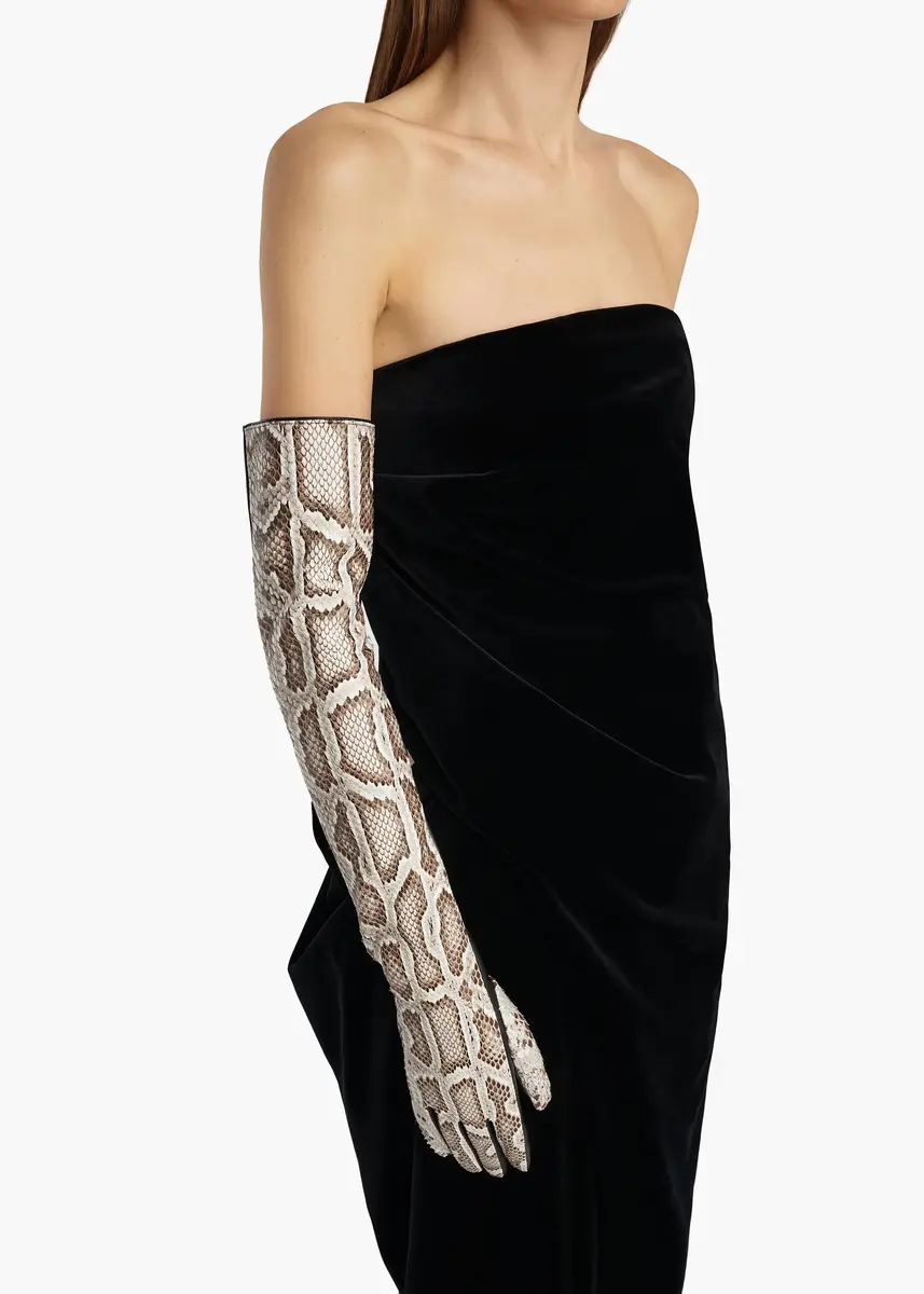 Khaite Remo Long Gloves In Natural Python | Thumbnail 2 Khaite Remo Long Gloves In Natural Python | Thumbnail 2
