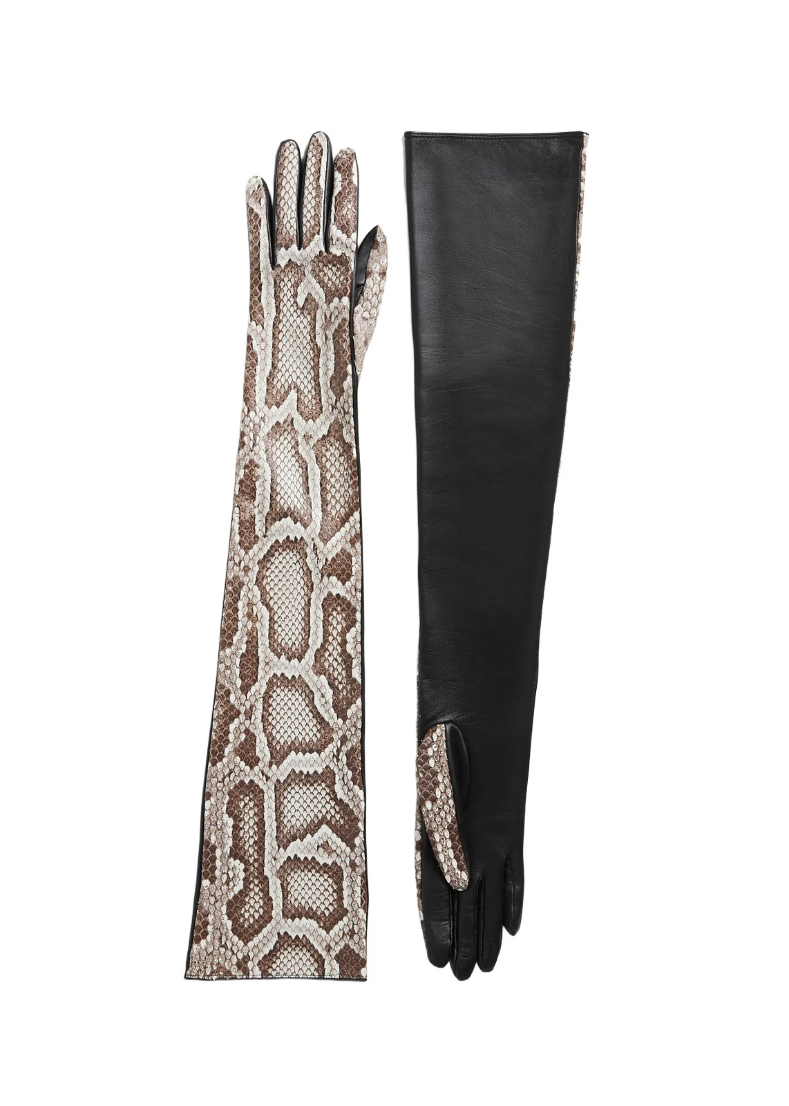 Remo Long Gloves In Natural Python Remo Long Gloves In Natural Python