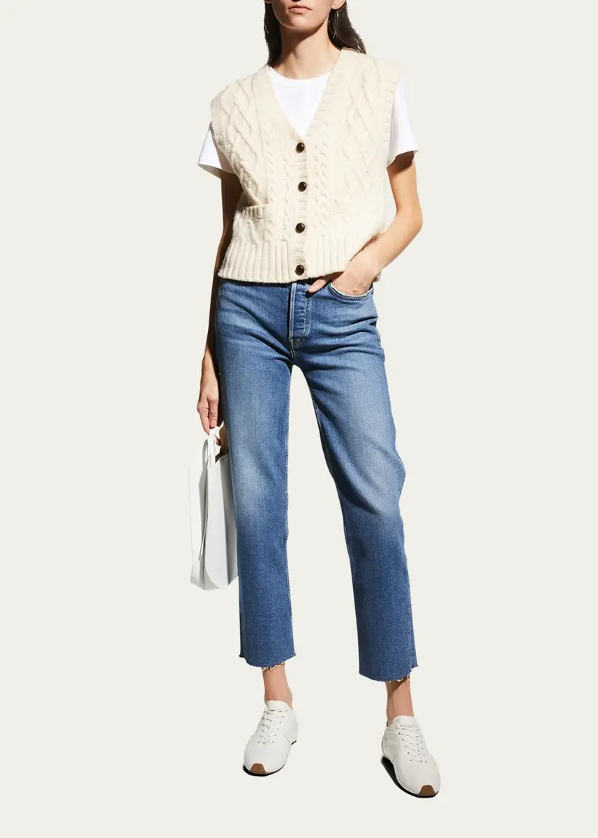 RE/DONE High-Rise Stovepipe Jeans with Raw-Edge Hem | Thumbnail 2