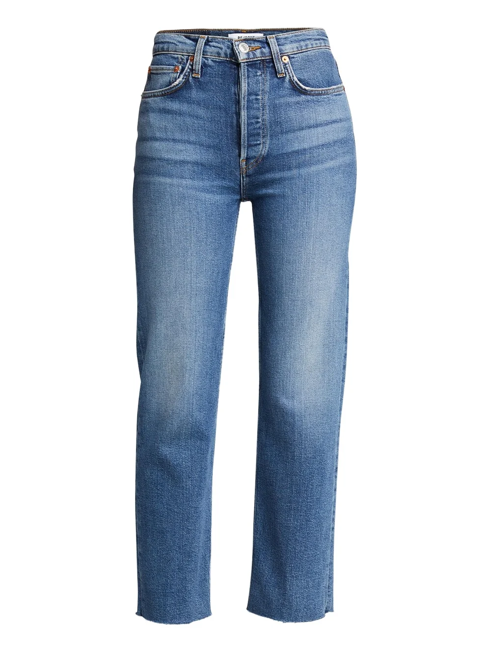 RE/DONE High-Rise Stovepipe Jeans with Raw-Edge Hem