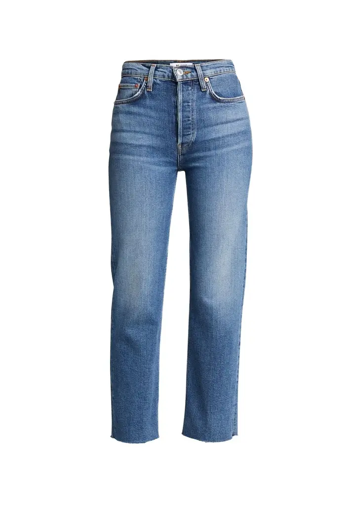 High-Rise Stovepipe Jeans with Raw-Edge Hem