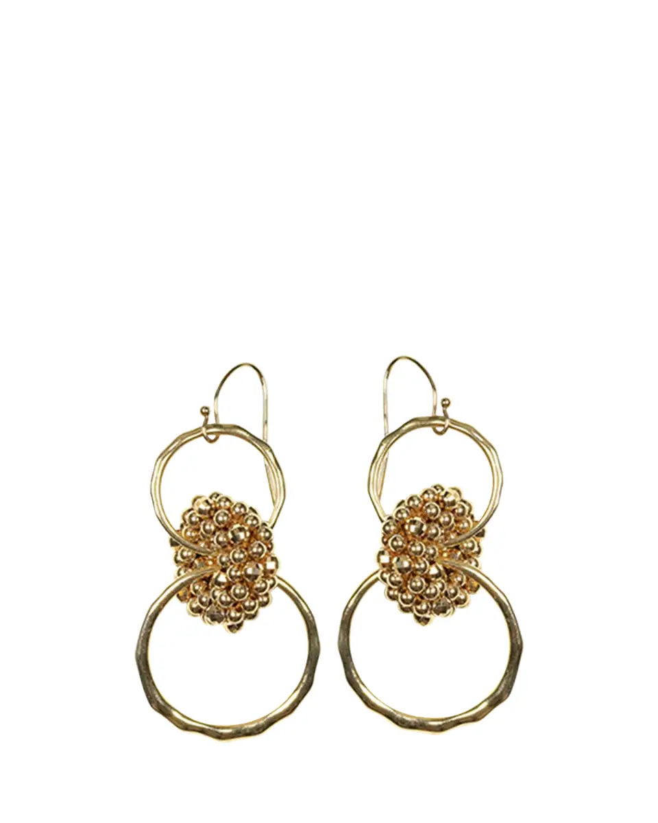 Meredith Frederick 14K Yellow Gold Hoop Earrings with Faceted Gold Details | Thumbnail 2
