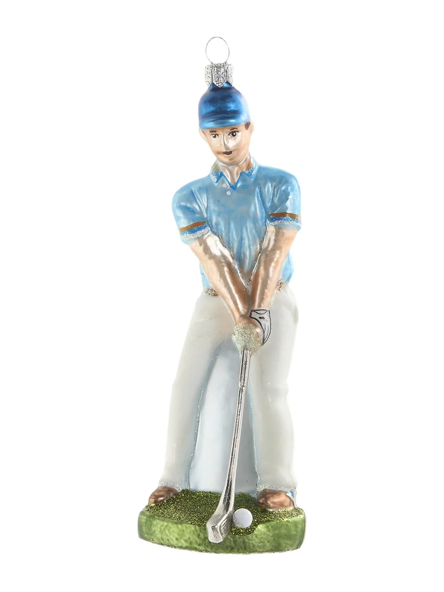 Bergdorf Goodman Golfer Glass Christmas Ornament