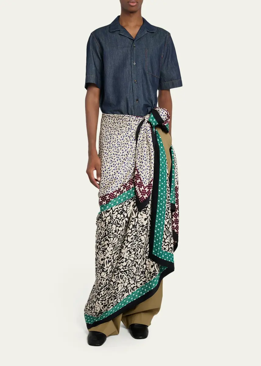 Dries Van Noten Men's Flora Printed Viscose Scarf | Thumbnail 2 Dries Van Noten Men's Flora Printed Viscose Scarf | Thumbnail 2