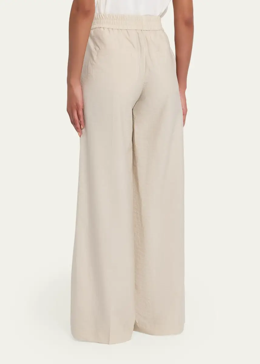 Brunello Cucinelli Techno Cotton Pleat Wide-Leg Pull-On Track Pants | Thumbnail 2 Brunello Cucinelli Techno Cotton Pleat Wide-Leg Pull-On Track Pants | Thumbnail 2