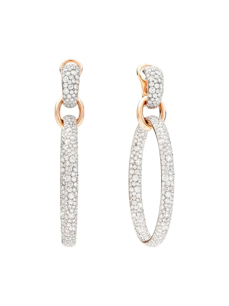 Iconica 18K Rose Gold & Diamond Drop Hoop Earrings Iconica 18K Rose Gold & Diamond Drop Hoop Earrings