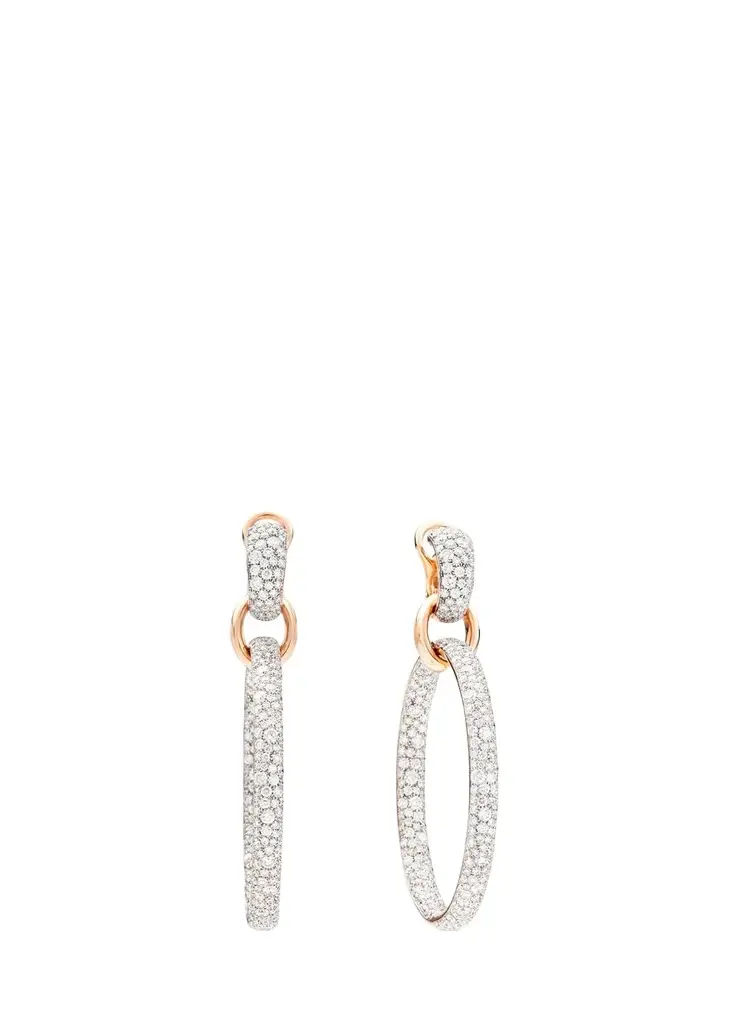 Iconica 18K Rose Gold & Diamond Drop Hoop Earrings