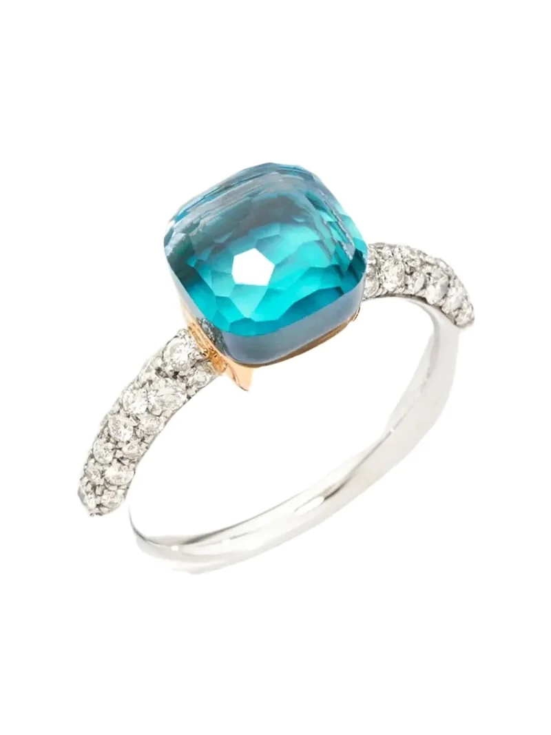 Nudo 18K Two-Tone Gold & Sky Blue Topaz Doublet & Diamond Petite Ring