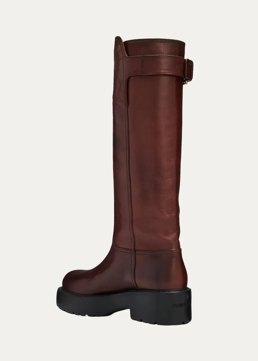 Miu Miu 55mm Lug-Sole Leather Knee-High Boots | Thumbnail 4 Miu Miu 55mm Lug-Sole Leather Knee-High Boots | Thumbnail 4