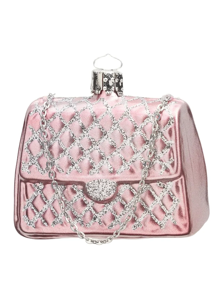 Bergdorf Goodman Quilted Handbag Glass Ornament
