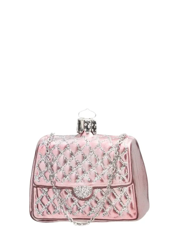 Quilted Handbag Glass Ornament Quilted Handbag Glass Ornament