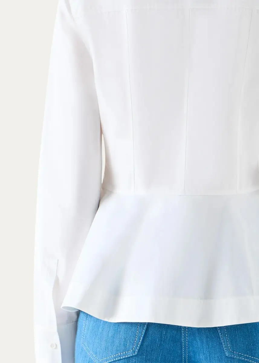 Akris punto Peplum Cotton Button-Front Blouse | Thumbnail 5 Akris punto Peplum Cotton Button-Front Blouse | Thumbnail 5