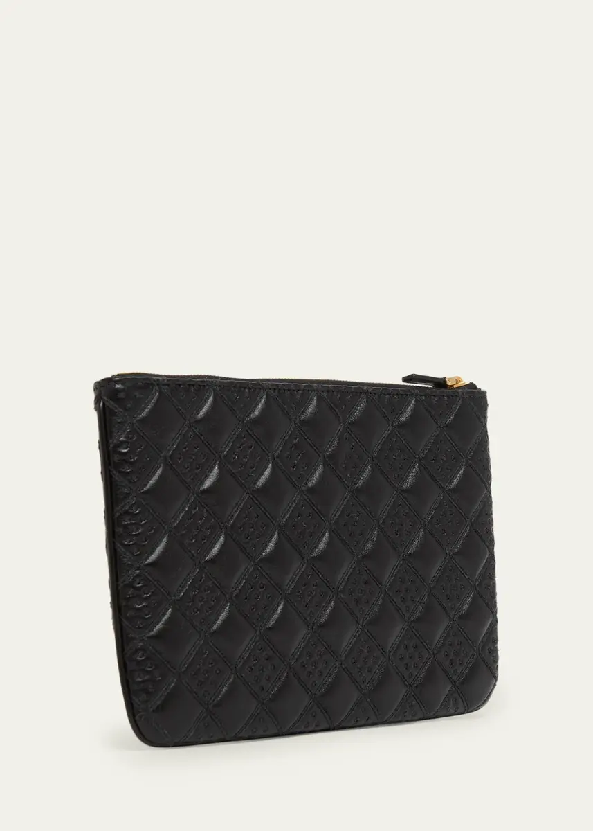 Valentino Garavani Butterfly-Embroidered Quilted Leather Clutch Bag | Thumbnail 3