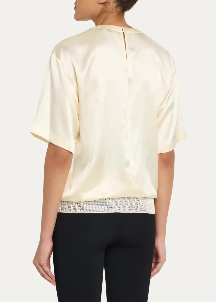 Aisling Camps Liquid Silk Short-Sleeve T-Shirt With Rib Hem | Thumbnail 3 Aisling Camps Liquid Silk Short-Sleeve T-Shirt With Rib Hem | Thumbnail 3