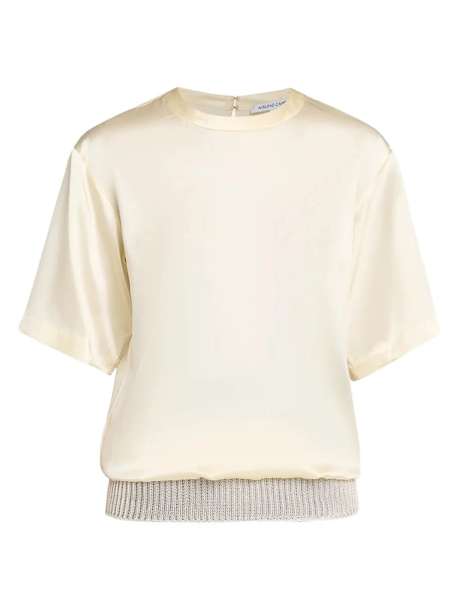 Aisling Camps Liquid Silk Short-Sleeve T-Shirt With Rib Hem