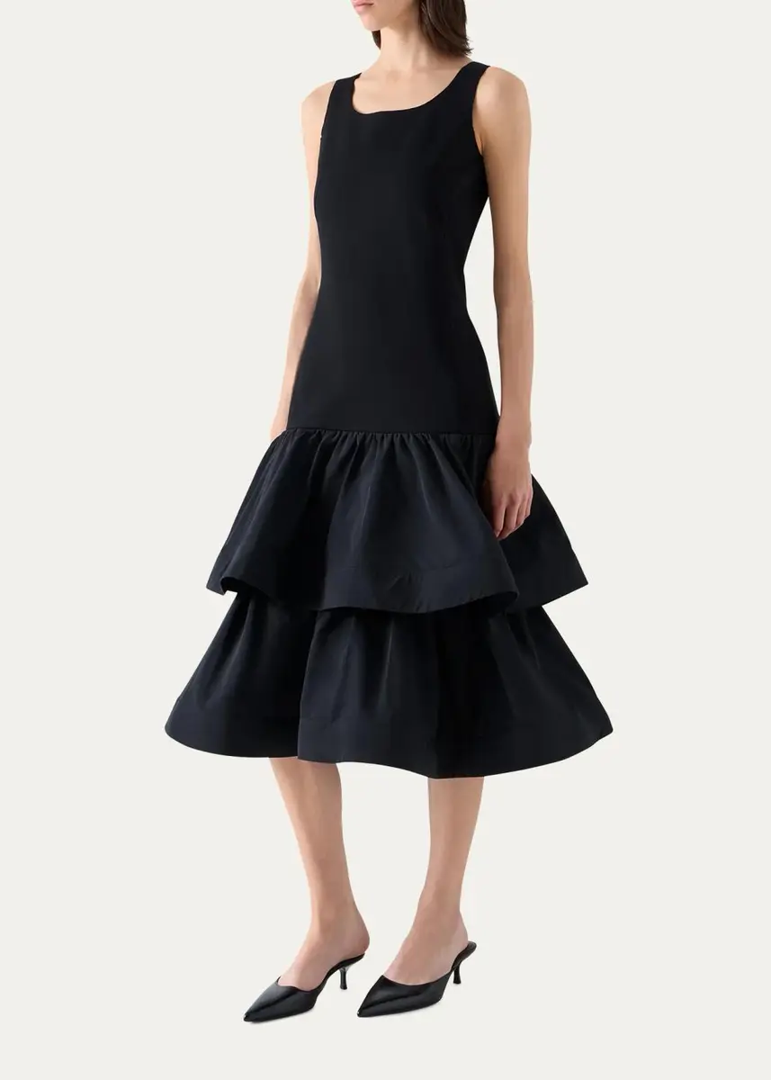 Akris punto Tiered Drop-Waist Midi Dress | Thumbnail 4 Akris punto Tiered Drop-Waist Midi Dress | Thumbnail 4