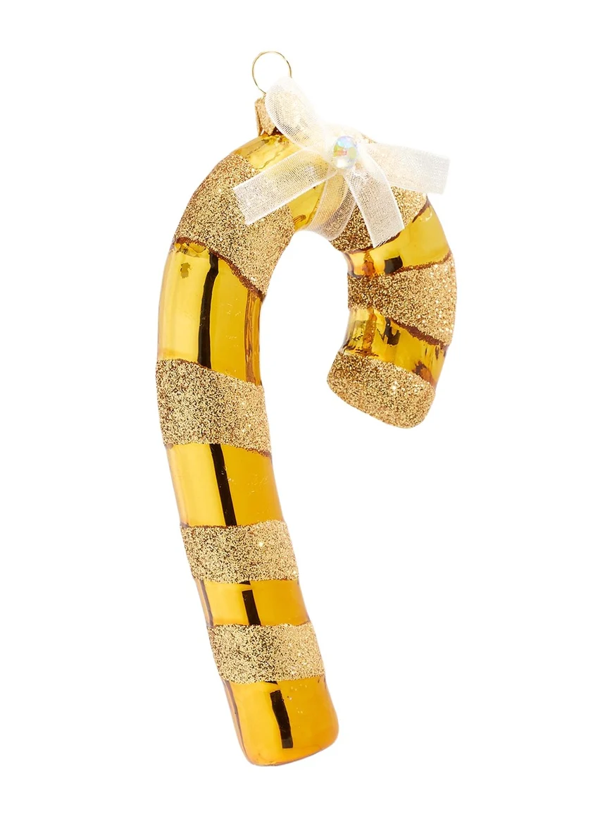 Bergdorf Goodman Golden Candy Cane Christmas Ornament