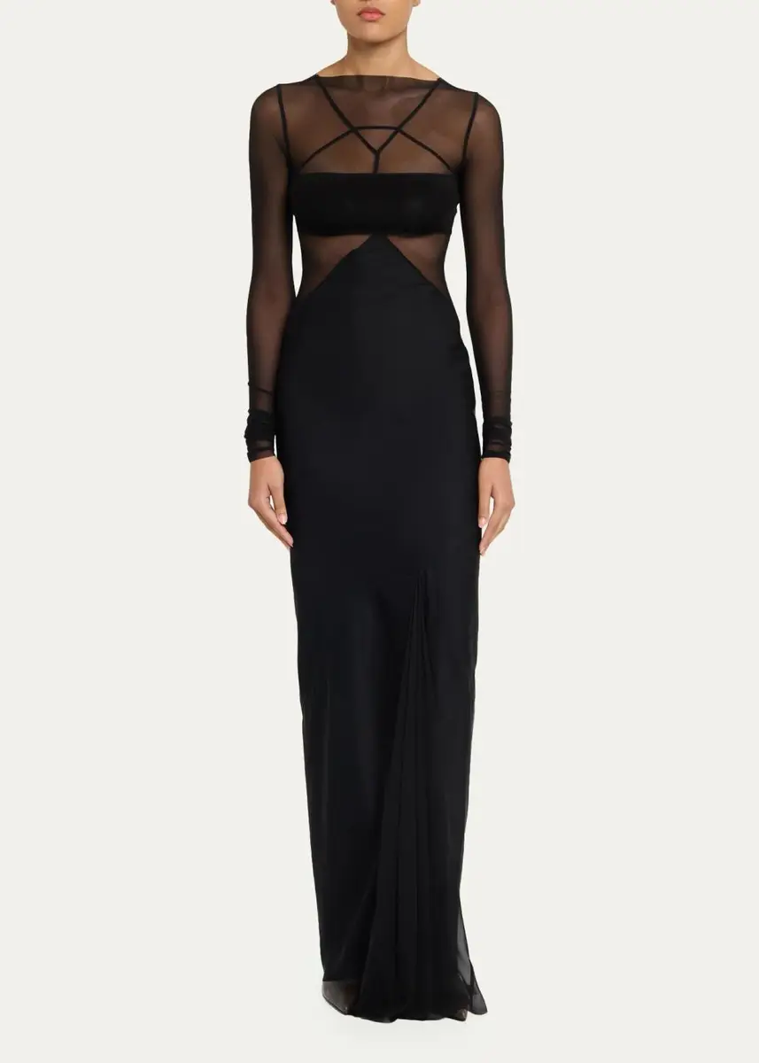 Rick Owens Semi-Sheer Seamed Combo Gown | Thumbnail 2