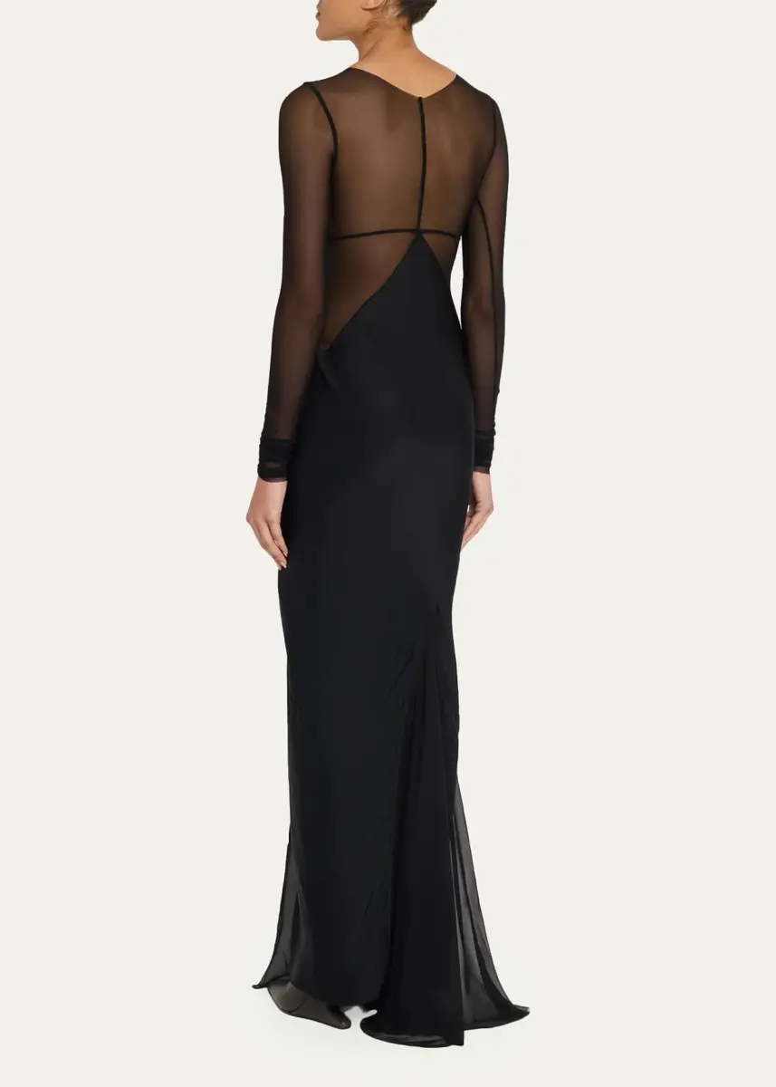 Rick Owens Semi-Sheer Seamed Combo Gown | Thumbnail 3