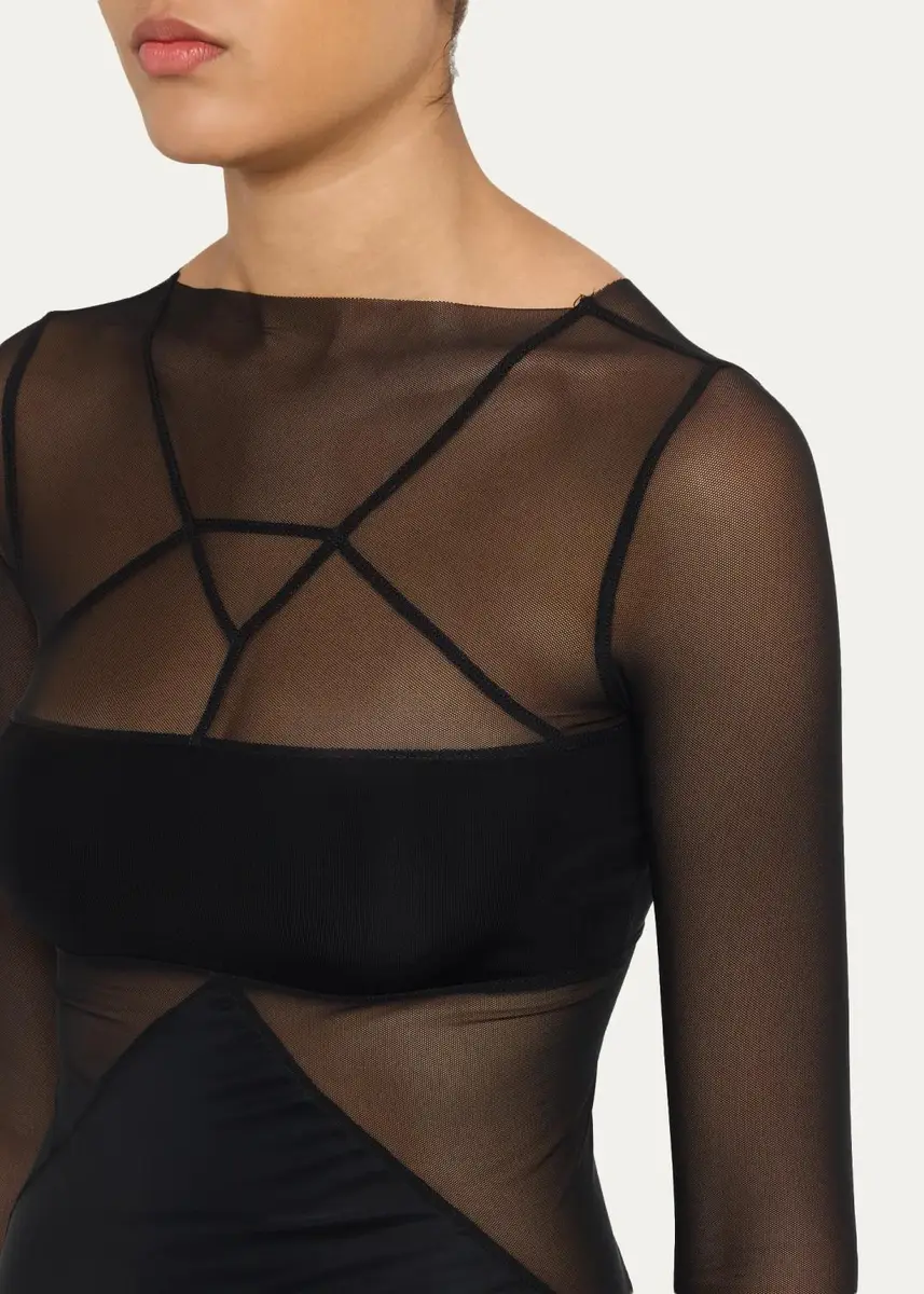 Rick Owens Semi-Sheer Seamed Combo Gown | Thumbnail 5