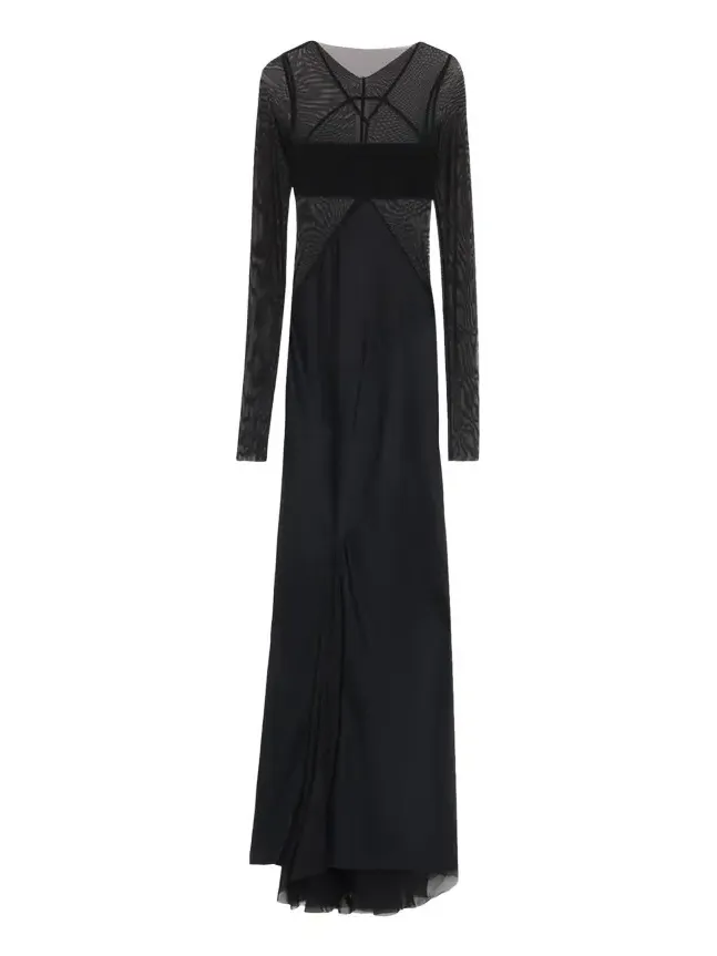 Rick Owens Semi-Sheer Seamed Combo Gown