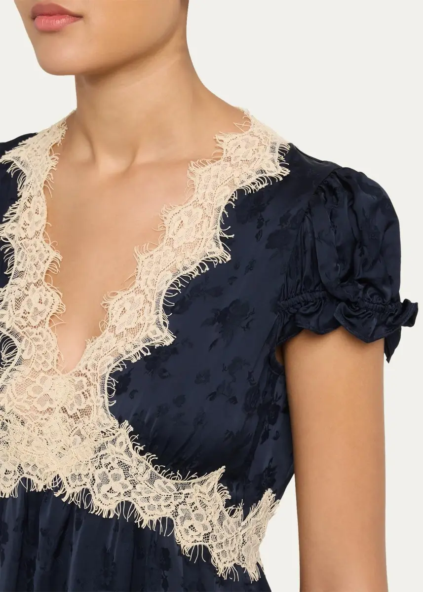 Sea Shay Floral Jacquard Lace-Trim Midi Dress | Thumbnail 5 Sea Shay Floral Jacquard Lace-Trim Midi Dress | Thumbnail 5