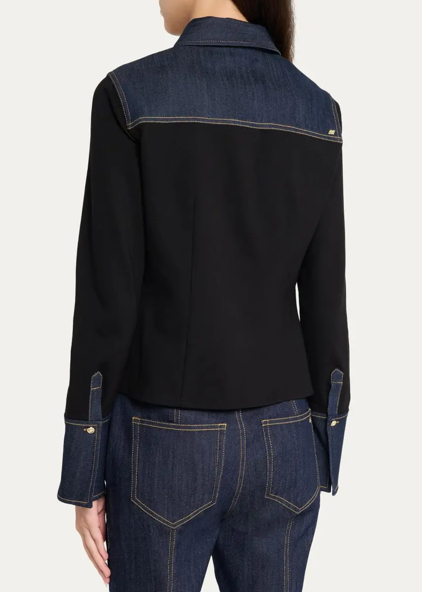 Cinq à Sept Aliza Ponte & Denim Long-Sleeve Top | Thumbnail 3