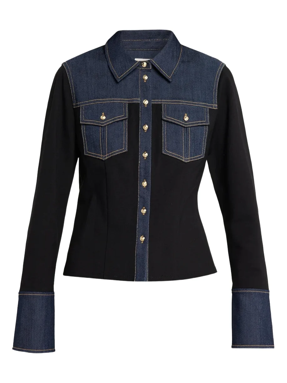 Aliza Ponte & Denim Long-Sleeve Top Aliza Ponte & Denim Long-Sleeve Top
