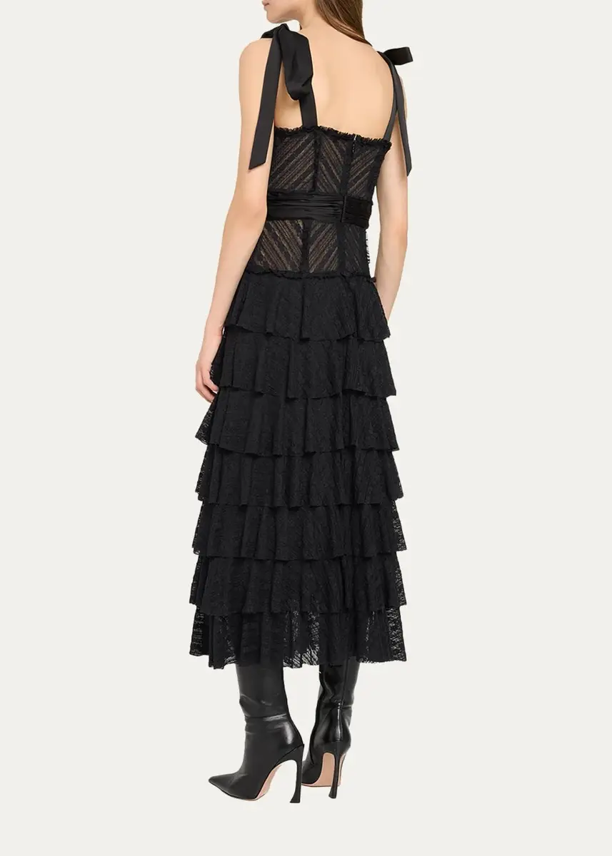 Cinq à Sept Sabrina Lace Tie-Shoulder Midi Dress | Thumbnail 3 Cinq à Sept Sabrina Lace Tie-Shoulder Midi Dress | Thumbnail 3