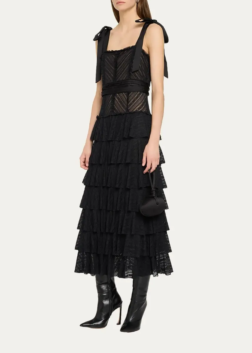 Cinq à Sept Sabrina Lace Tie-Shoulder Midi Dress | Thumbnail 4 Cinq à Sept Sabrina Lace Tie-Shoulder Midi Dress | Thumbnail 4