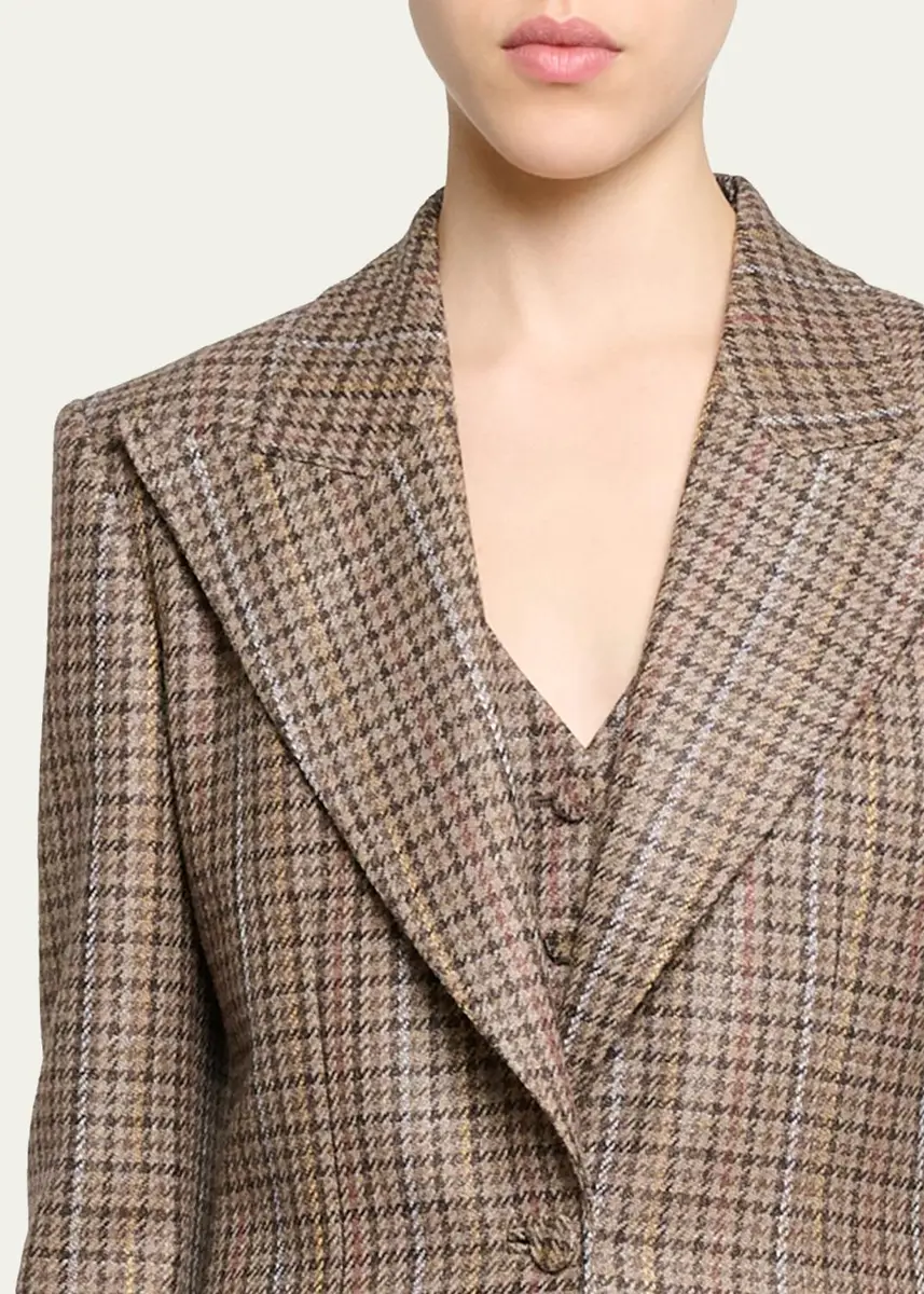 Gabriela Hearst Leiva Wool-Cashmere Houndstooth Single-Breasted Blazer Jacket | Thumbnail 5 Gabriela Hearst Leiva Wool-Cashmere Houndstooth Single-Breasted Blazer Jacket | Thumbnail 5