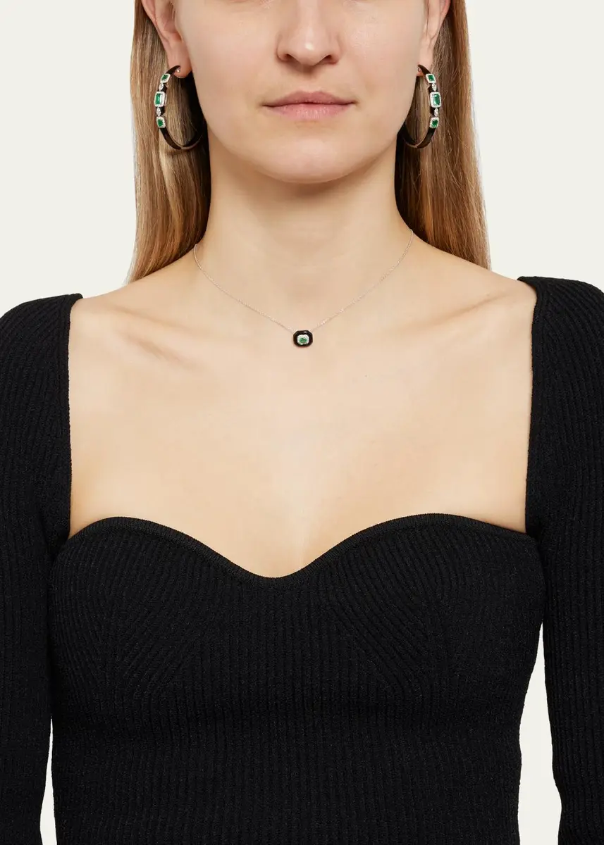 Nikos Koulis 18k White Gold Oui Diamond & Emerald Pendant | Thumbnail 2 Nikos Koulis 18k White Gold Oui Diamond & Emerald Pendant | Thumbnail 2