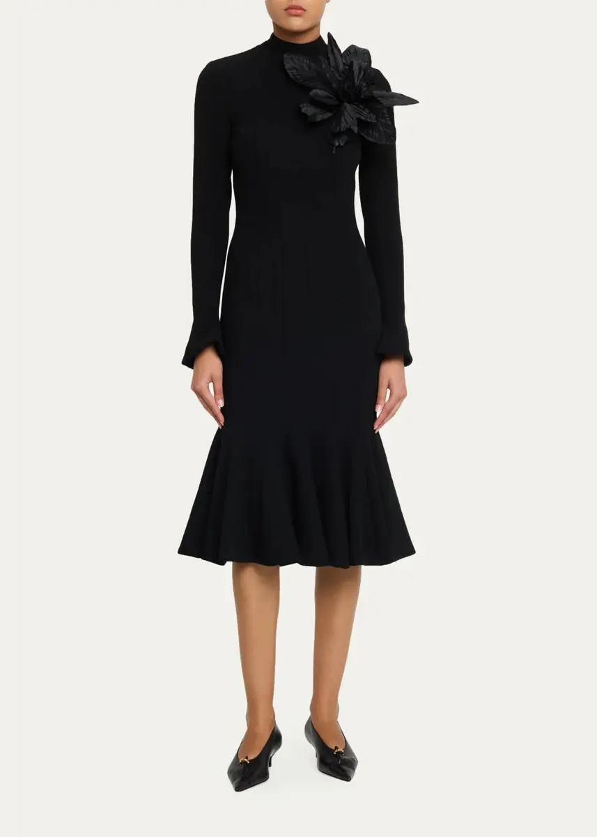 Sergio Hudson Tulip Wool Crêpe Midi Dress | Thumbnail 2 Sergio Hudson Tulip Wool Crêpe Midi Dress | Thumbnail 2