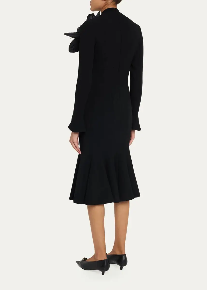 Sergio Hudson Tulip Wool Crêpe Midi Dress | Thumbnail 3 Sergio Hudson Tulip Wool Crêpe Midi Dress | Thumbnail 3