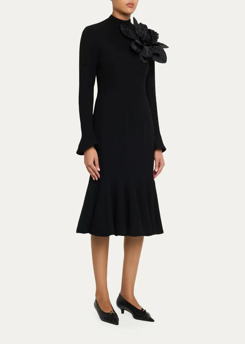 Sergio Hudson Tulip Wool Crêpe Midi Dress | Thumbnail 4 Sergio Hudson Tulip Wool Crêpe Midi Dress | Thumbnail 4