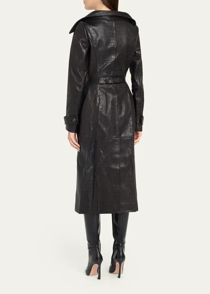 Sergio Hudson Croc-Embossed Leather Trench Coat | Thumbnail 3 Sergio Hudson Croc-Embossed Leather Trench Coat | Thumbnail 3