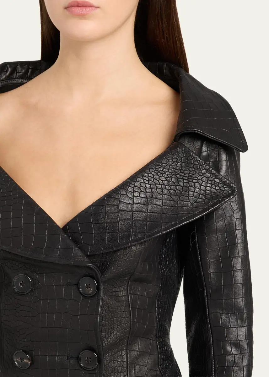 Sergio Hudson Croc-Embossed Leather Trench Coat | Thumbnail 5 Sergio Hudson Croc-Embossed Leather Trench Coat | Thumbnail 5