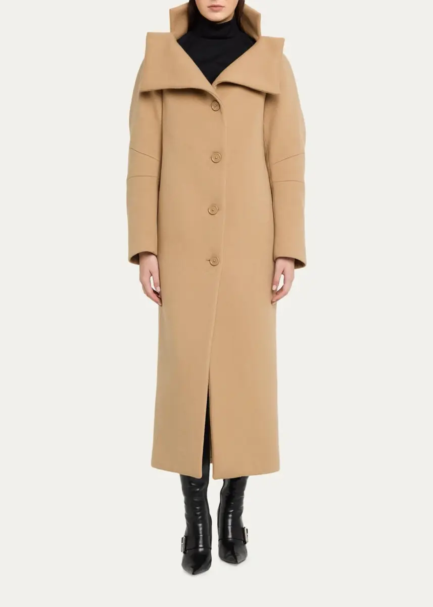 Balenciaga Architectural Vareuse Collar Wool Long Coat | Thumbnail 2