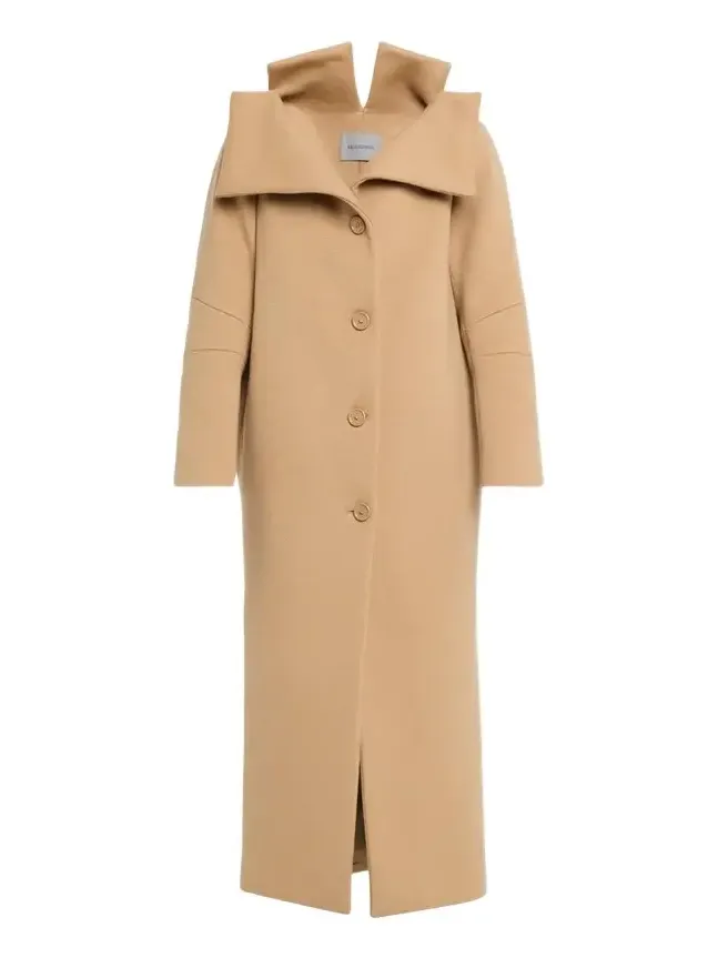 Architectural Vareuse Collar Wool Long Coat Architectural Vareuse Collar Wool Long Coat