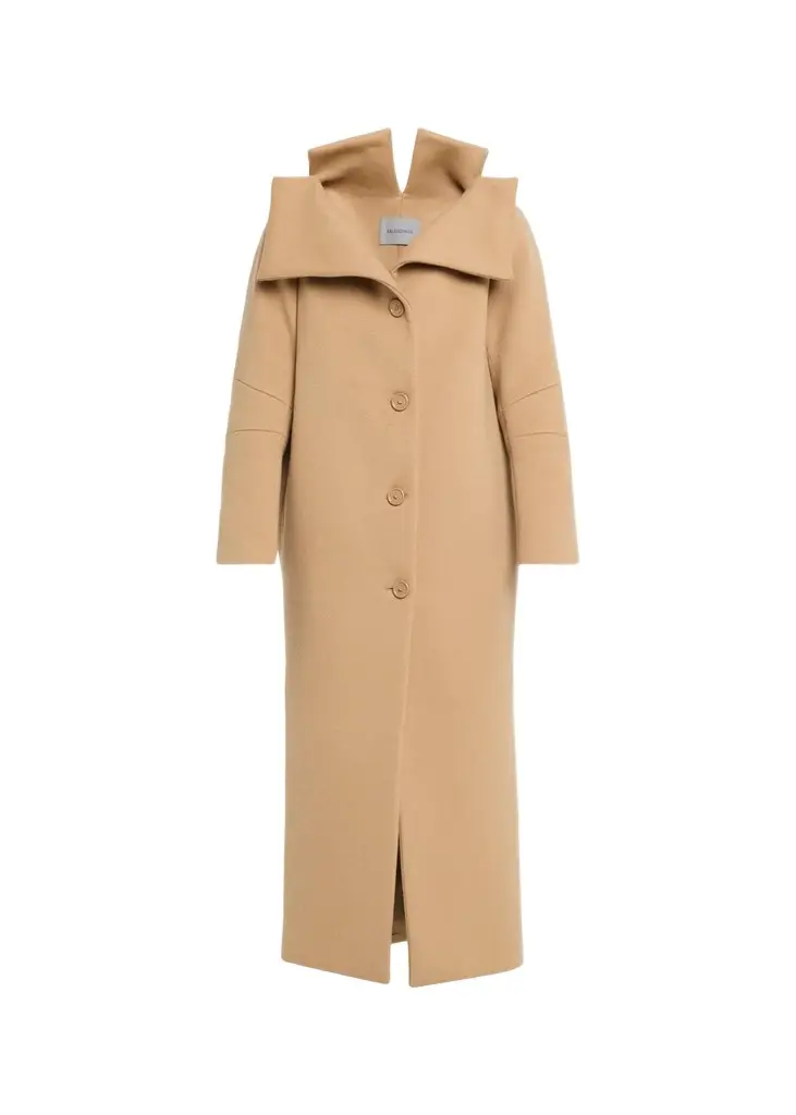 Architectural Vareuse Collar Wool Long Coat Architectural Vareuse Collar Wool Long Coat